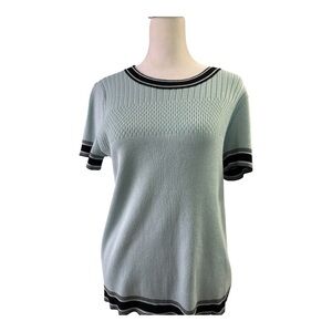 Karl Lagerfeld Mint Green Knit Top with Black Trim women’s Large